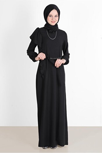 Alvina Metal Belted Flounce Detailed Dress - 42619