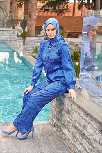 Alvina SATIN JACQUARD DOUBLE PANT SUIT 43602