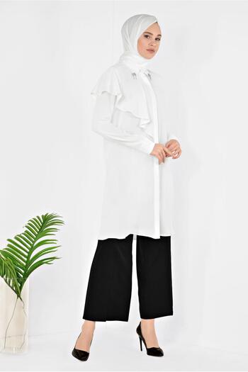 Alvina Collar Brochet Tunic with Volan Detail 4939