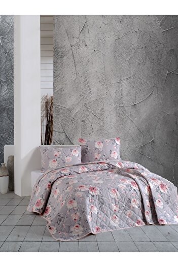 Bahar Majoli Home Quilted bedspread set 220x235 cm, Majoli Bahar Home Collection, 100% cotton, 90 GSM, 3 pieces, Roses