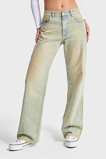 its basic Bright Stone Detailed - Special Washed Jeans Colored Women's Denim