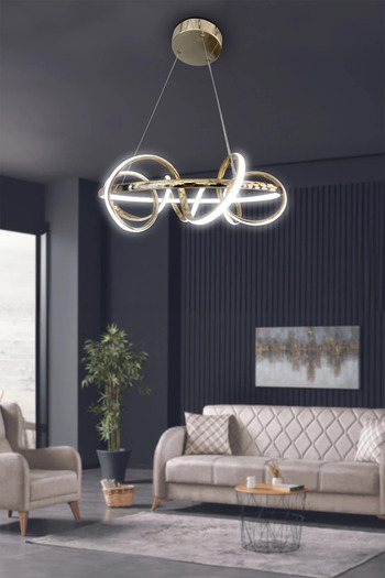 RSCOLLECTIONS Kuzey Toplu Led Avize 40 cm  - 3 Renk Kumandasız Gold