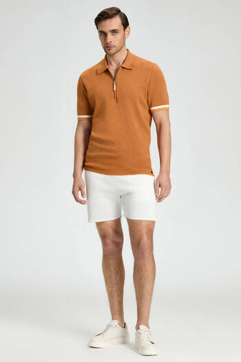 Hemington Pure Cotton Sleeves Stripe Detail Orange Knitwear Polo
