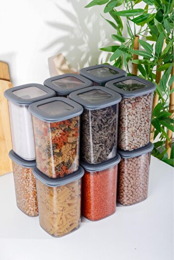 HOMENIVA Set of 12 Square Food Storage Containers - Medium Size 1.3 Liters - Anthracite