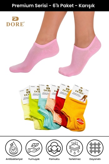 Dore Original 6 Pairs Premium Comfort Model Sports Shoes Sneaker Seamless Invisible Solid Color Socks
