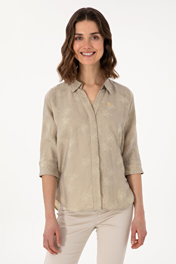 U.S. Polo Assn. Women's Stone Long Sleeve Shirt 50299438 -Vr049