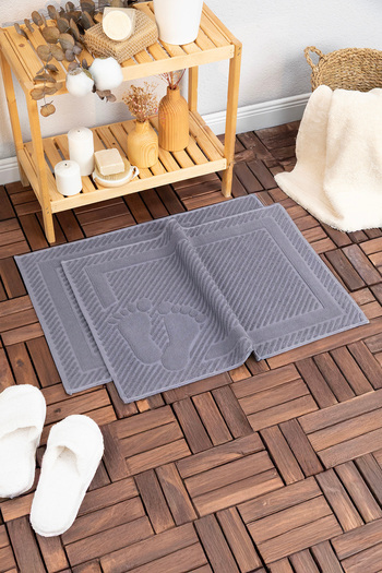 FAVORA Leoline 100% Cotton Premium 2-Pack Foot Towels - Antr