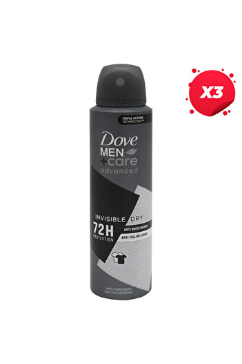 Dove X3 - DOVE ANTIPERSPIRANT DEO 150ML MEN ADVANCED CARE INVISIBLE DRY