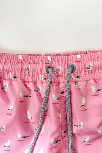 AYYILDIZ 845 Men's Pink Seagull Patterned Swim Shorts