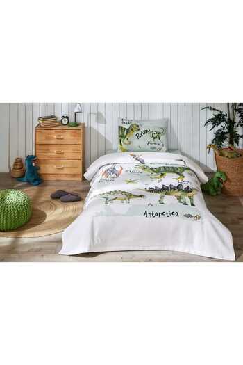 Özdilek Single Pique Set with Dinosaur Figure