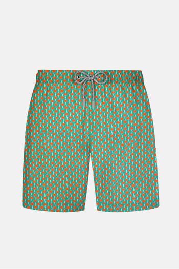 AYYILDIZ 845 Men's Green Orange Patterned Swim Shorts