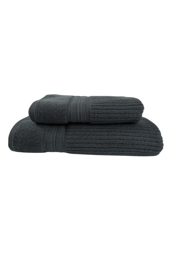 Class Home Collection Set of 2 absorbent, 100% Cotton Jacquard, 520 gsm density, 50x100 cm + 70x140 cm, Erasmos Anthracite