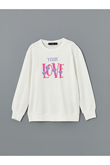 LC Waikiki Crew Neck Printed Girl's Sweatshirt