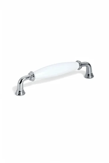 Ucelev Polished Chrome Metal-Porcelain 128 mm Furniture/Cabinet/Garage/Door/Kitchen Handle
