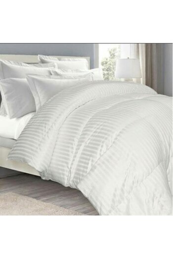 Kotonia Home 3-piece Hotel bed linen, 1 person, 100% cotton, Damask, thin stripes, White