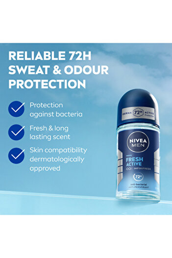 NIVEA NIVEA MEN Fresh Active, Antiperspirant for Men, Fresh Scent, Roll-on 50ml