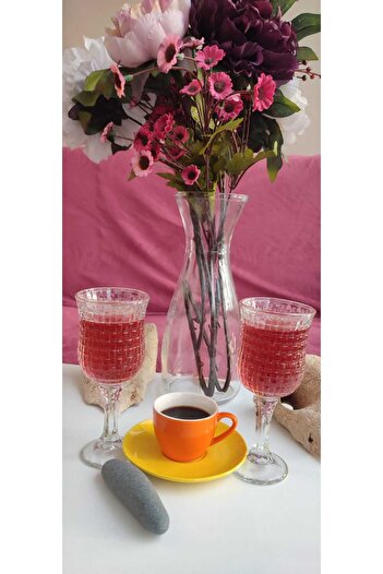 ORTAKÖY CENNETİ Sofia Legs Goblet and Glass, 150 Cc, Height 16 Cm, Mouth Width 6 cm
