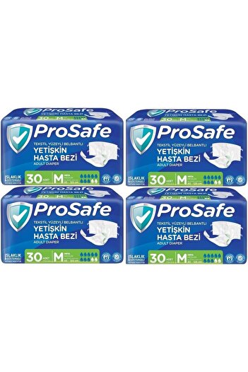 PROSAFE Adult Waist Banded Patient Diapers 120 Pieces (4Pk*30) M-Medium Size Textile Surface