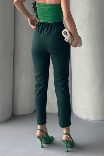 Paw Garage Women's Elise High Waist Elastic Back Skinny Leg Tightening Lycra Fabric Trousers