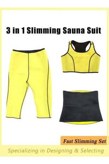 HALAMODO 3 in 1 Slimming Sauna Suit Set for Women, Shaper Sauna Sweat, Exercise Knee Pants, Body Shaper Sweat