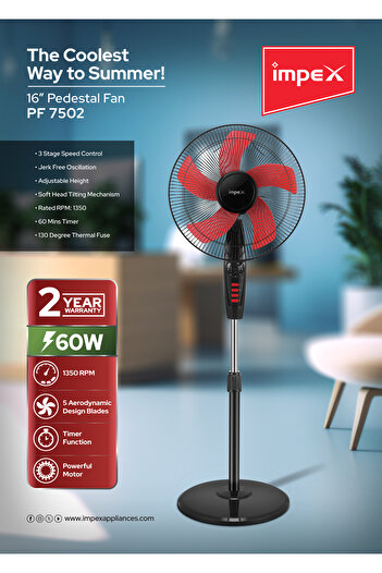 İMPEX Impex 16"Pedestal Fan (PF 7502)
