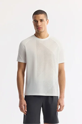 Avva Men's Regular Fit White Crew Neck Patterned Technical Fabric T-Shirt A51Y1151