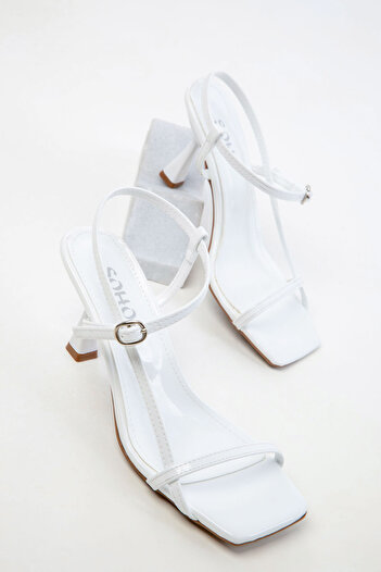 SOHO White Patent Leather Women's Classic Heeled Shoes 20390