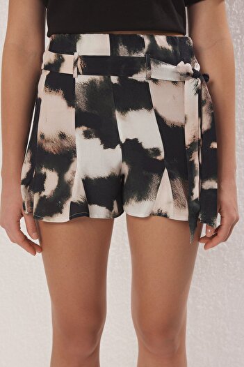 Trendyol Collection Multicolored Mini Shorts & Bermuda Belt Ruffle Tie Dye Pattern