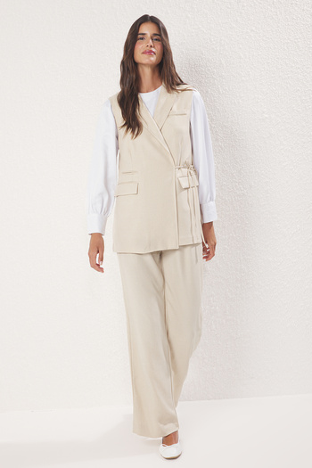Trendyol Modest Σετ υφαντό υφαντό λινό πέτρας TCTSS25US00035