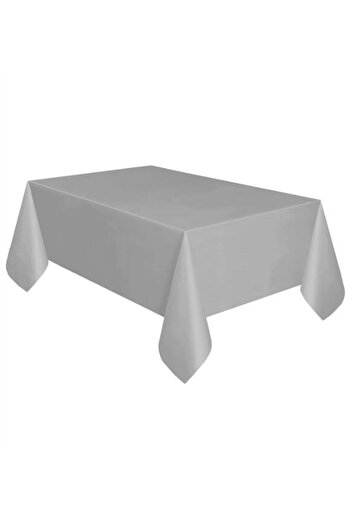 Parti Adresi Plastic Tablecloth Birthday Tablecloth Silver Gray