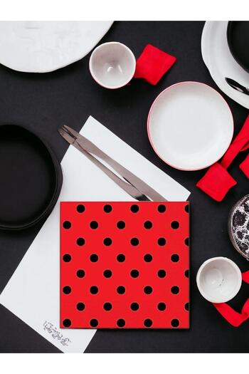 Parti Adresi Polka Dot Napkin Red Black 20pcs