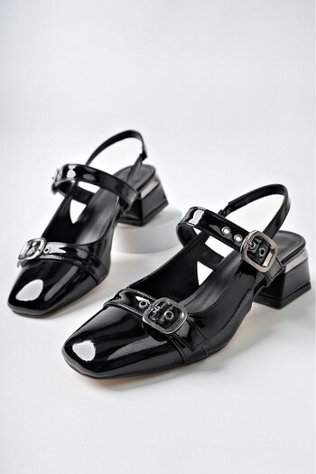MUGGO Yuqi̇ Open Back Blunt Toe Double Belt Women's Casual Classic Low Heeled Shoes