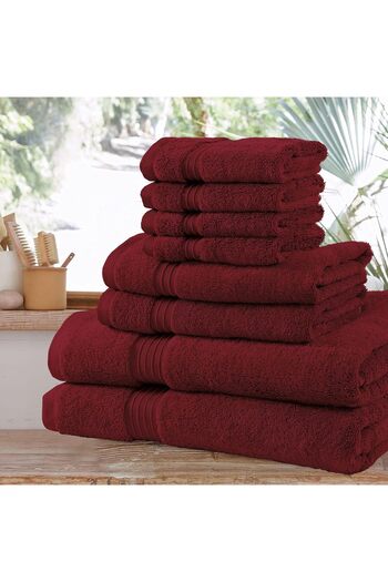 Comfy 8 Piece 100% Combed Cotton 550 GSM Highly Absorbent Towel Set - Burgandy