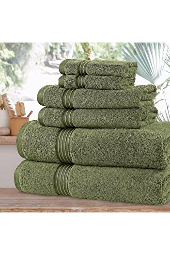 Comfy 550 GSM Set of 6 100% Cotton Towel Set - Green