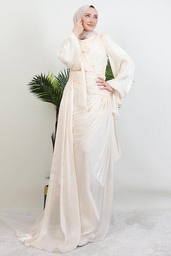 GİYZAMİLA Κρέμα βραδινού φορέματος Afra Silk
