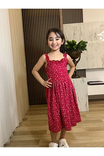 NATS KİDS Red Floral Patterned Dress