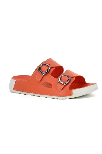 SUNSTEP Sandale/papuci de zi cu zi din piele pentru femei Mulex, elegante, cu cataramă de somon