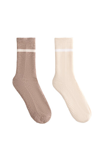 Oysho 2 pairs of classic cotton blend yoga and Pilates socks