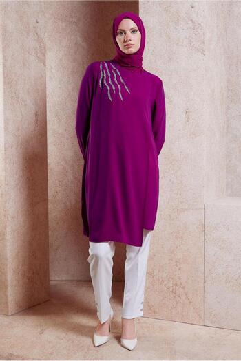 Alvina Stone Detailed Hijab Tunic 42701