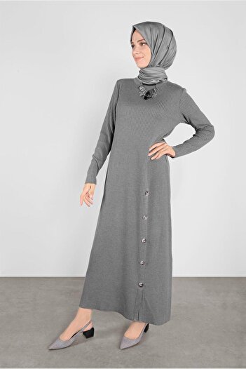 Alvina Button Detailed Knitting Dress 41032