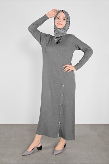 Alvina Button Detailed Knitting Dress 41032