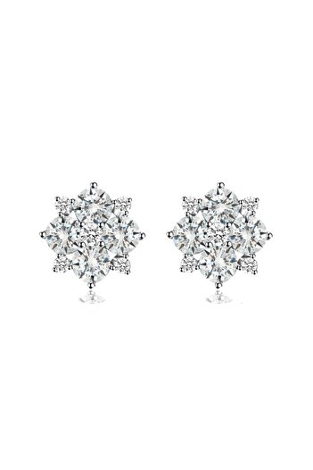 Brezza Lusso Jewelry Beyaz Taşlı Elegant Stylish Night Kadın Gümüş Küpe