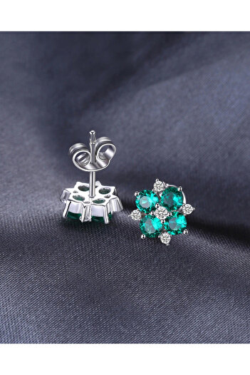 Brezza Lusso Jewelry Zümrüt Taşlı Elegant Stylish Night Kadın Gümüş Küpe