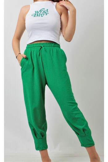 hiraz fashion Women's Green Pleated Leg Trousers