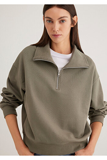 Mavi Green Basic Sweatshirt - Semi Zipper 1S10143-86961