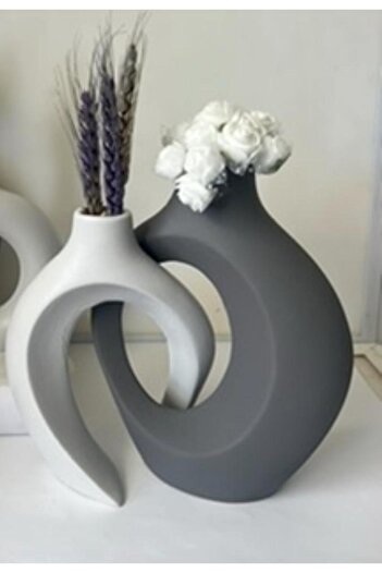 BLANJ Light Gray Dark Gray Lover Vase Set of 2