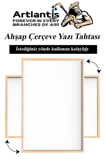 Artlantis Duvara Monte Beyaz Yazı Tahtası 45x60 cm 1 Adet Laminant Yazı Tahtası Ahşap Çerçeveli Askılı Okul Of