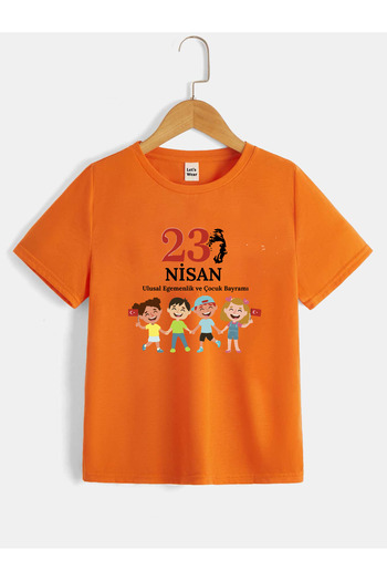 Let's Wear April 23 Custom Children's T-Shirt Combed Cotton Crew Neck T-Shirt for Kids