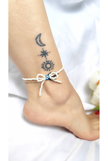 MYSTERY TAKI AKSESUAR Evil Eye Beaded Bow Anklet