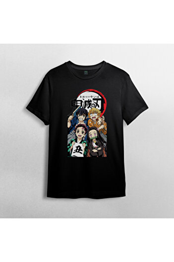 Pixxa Unisex 100% βαμβάκι Kimetsu No Yaiba T-shirt και μοντέλο με λαιμόκοψη 15
